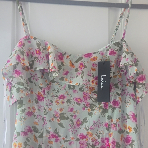 Lulu's Blossom Mint Floral Print Ruffled Maxi Dress - Picture 3 of 3